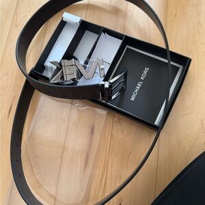 Michael Kors Black and Silver Men's Belt
